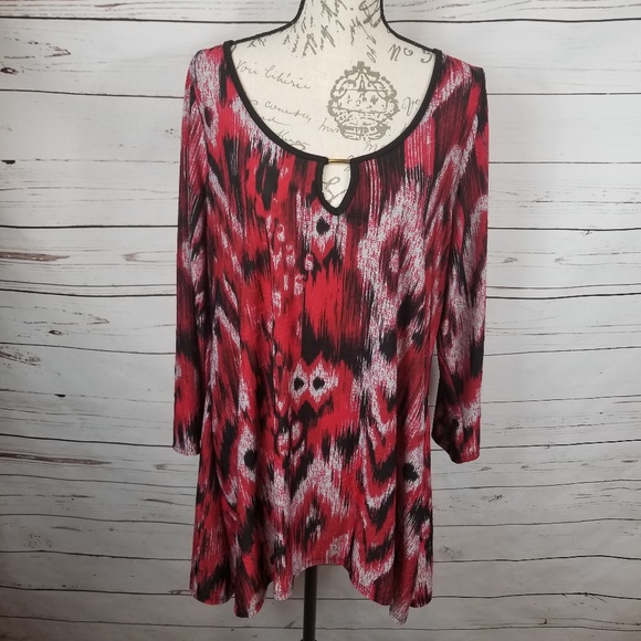 Lavish Plus Tops - Lavish Plus Embossed 3/4 Sleeve Blouse 3X